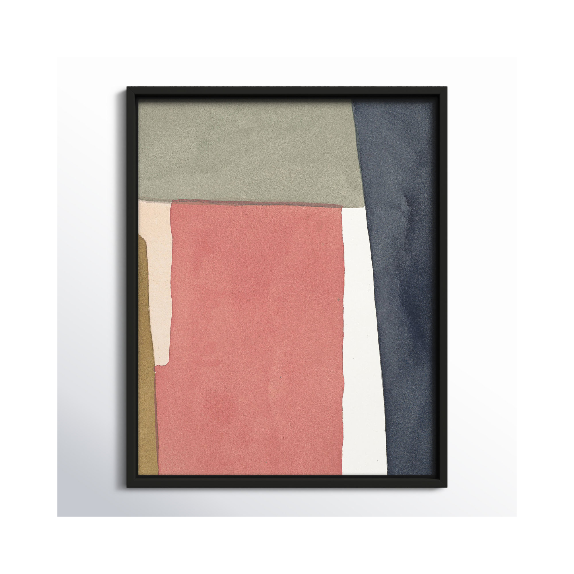 Warm Pink And Indigo by Julia Balfour, Black Framed Canvas, 38" H x 30" W x 1.4" D