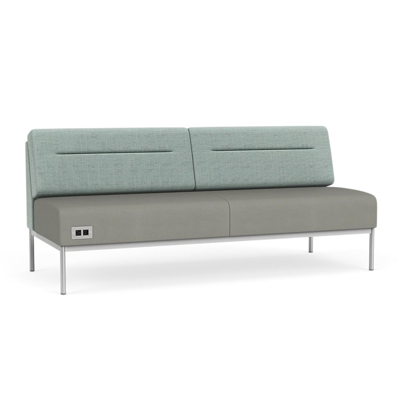 Canapé Darsey, Avec alimentation, Argent argent, Chambray écume de mer; Patriot Plus colombe