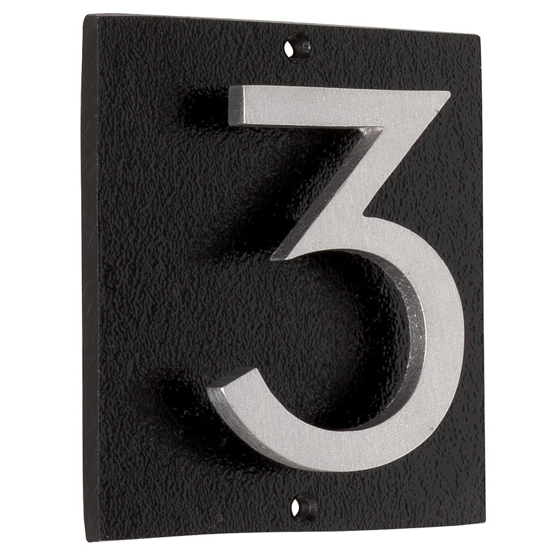 Plaque d’adresse murale sur 1 ligne flottante, Noir, Aluminium brossé, Oui
