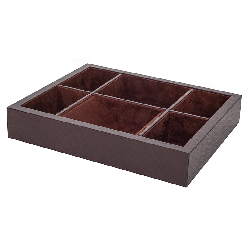 Hughlek Leather / Faux Leather Tray, Brown