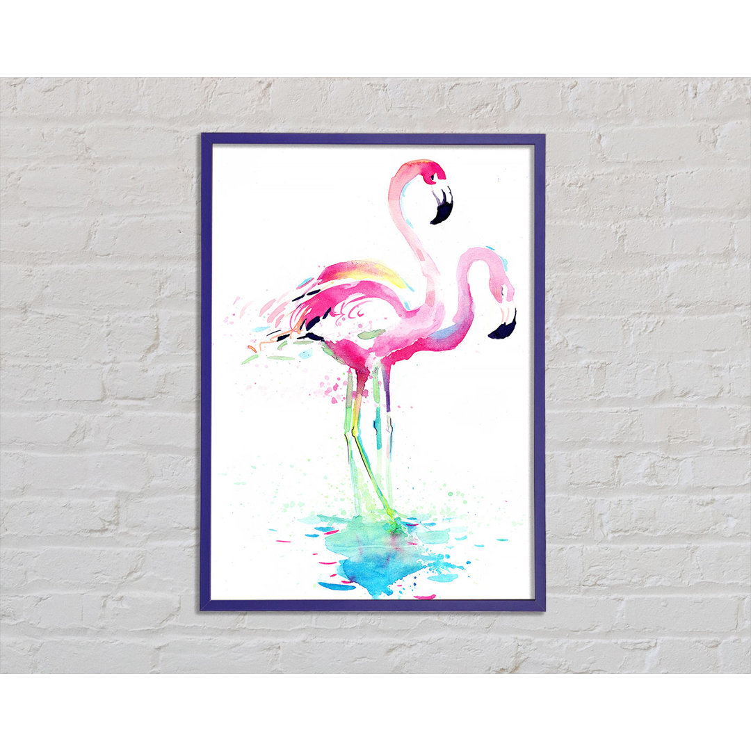 Nikhel Flamingo Aquarell - Einzelner Bilderrahmen Kunstdrucke