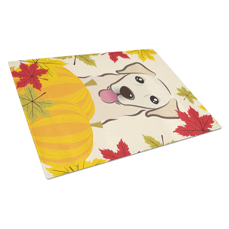 Planche à découper en verre trempé caroline de trésors, Golden retriever beige