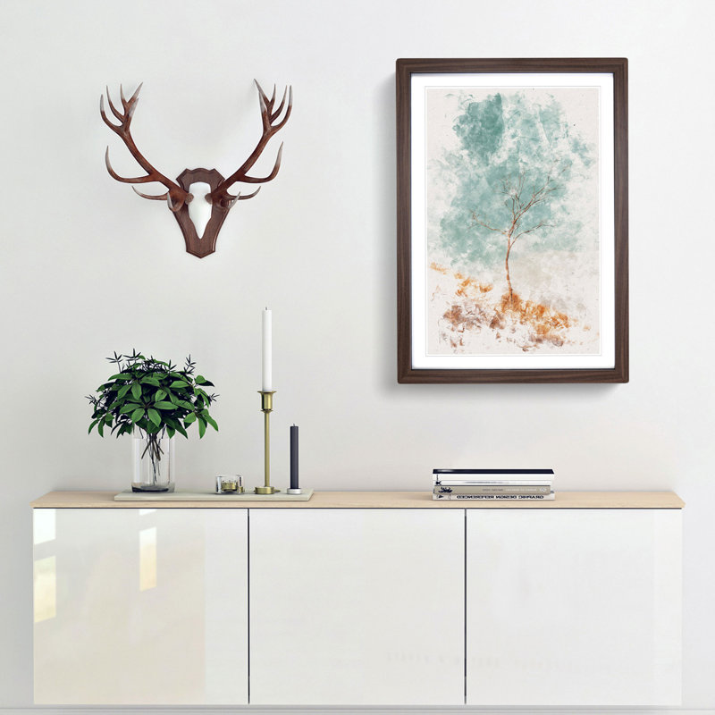 Lonely Tree - Framed Print, 33cm H x 24cm W x 2cm D, Walnut Framed