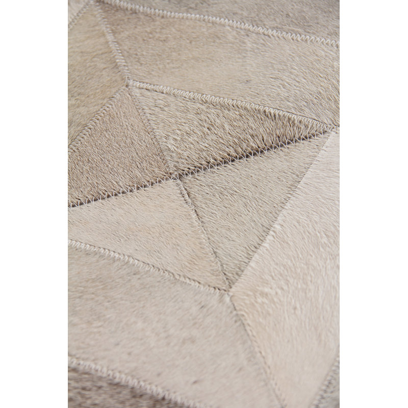 Natural Hide Cowhide Geometric Area Rug in Silver, Rectangle 11'6" x 14'6"