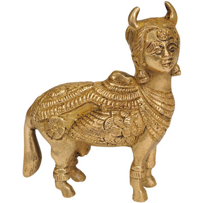 Statue de vache divin en laiton 4 pouces Kamadhenu