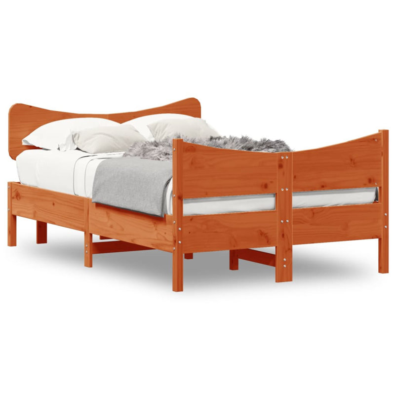 Rosalinde Solid Wood Bed, Wax Brown, Small Double (4')
