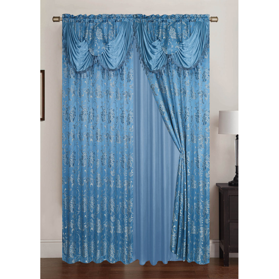Andalusia Polyester Semi Sheer Curtain Pair (Set of 2) Astoria Grand Curtain 