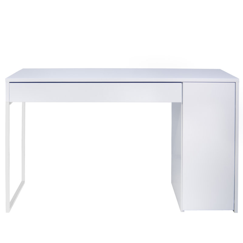 Bureau d'écriture Prado, Blanc pur / acier blanc