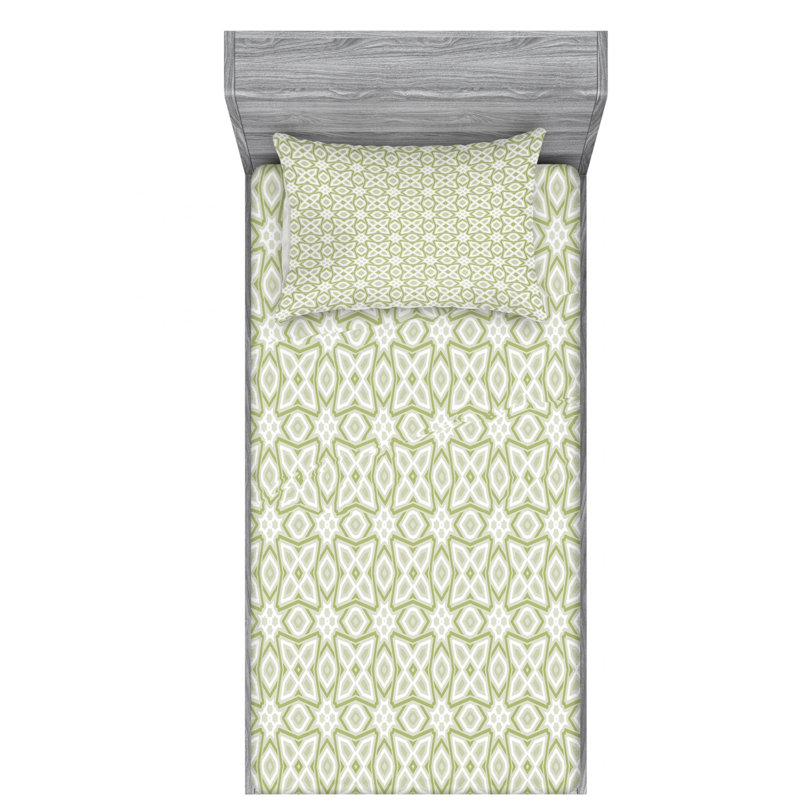 Microfiber Geometric Sheet Set, Twin XL Sheet Set with Fitted Sheet