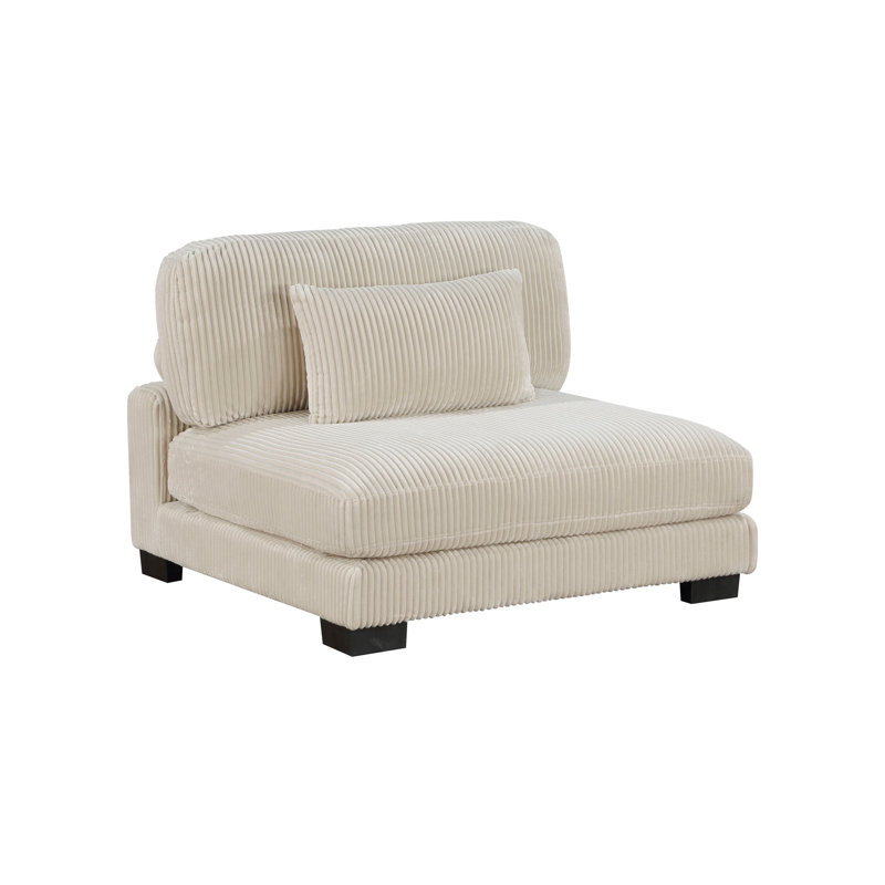 Deraney 45" Modern & Contemporary Accent Chair with Corduroy Fabric Upholstery, Adjustable Back Rest & Matching Lumbar Pillow