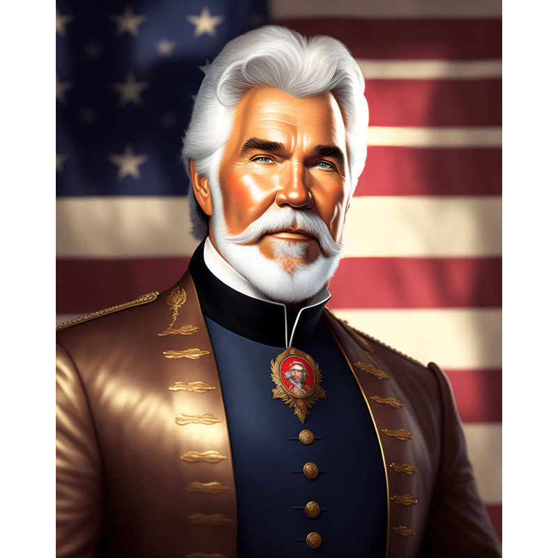 Country music Kenny Rogers par Stephen Chambers - Photographie sur toile tendue, H 18 po x l 15 po x P 1,5 po