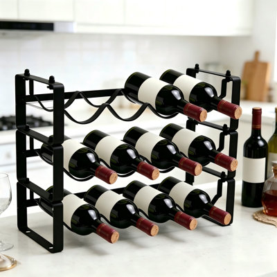Wine Rack for Countertop, Stackable Freestanding Bottle Organizer for Kitchen