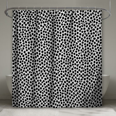 Black White Dotted Pattern Shower Curtains Extra Long
