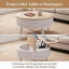 Table basse ronde avec rangement, plateau relevable, décor sculpté blanc, table décorative en bois robuste, style champêtre moderne bohémien