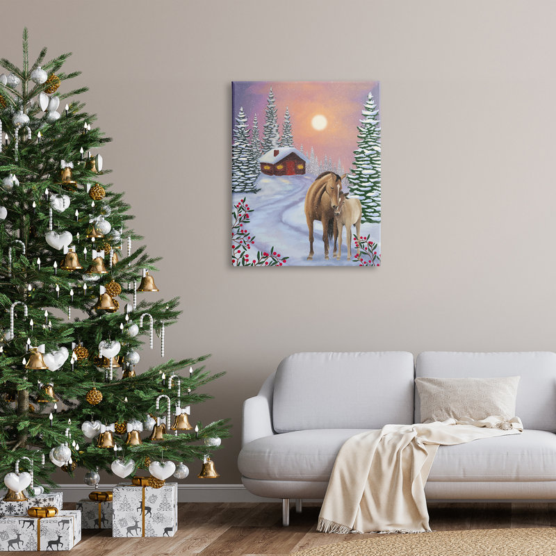 «Holiday Horses Winter Scene» sur toile, H 40 po x l 30 po x P 1,5 po