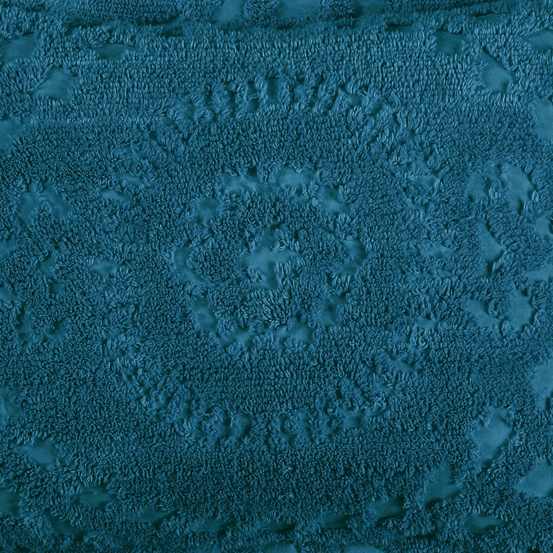 Couvre-lit capitonné en chenille 100% coton Rio, conception à médaillon traditionnel, couvre-lit toutes saisons respirant à la machine, certifié OEKO-TEX, taille simple, bleu sarcelle
