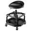 Tabouret Garage Shop à hauteur réglable, support de 300 lb, 2 plateaux de rangement, rotation et verrouillage à 360 °, mousse noire roulante avec