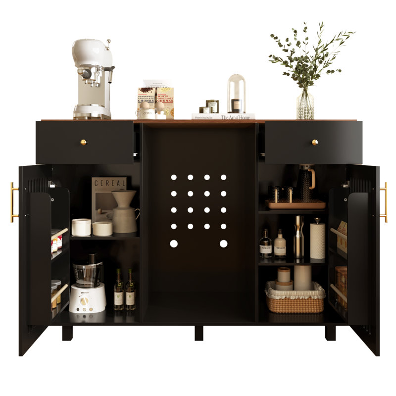 Meuble-bar à vin Vintner avec emplacement pour réfrigérateur (réfrigérateur non inclus) et tablettes réglables pour le rangement à domicile