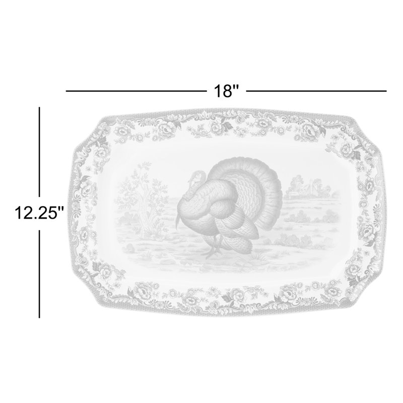 Spode Woodland Turkey Rect Platter 17.5" Turkey