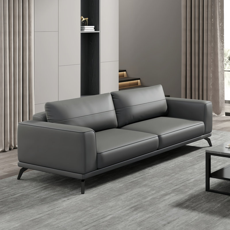 Light luxury solid wood sofa, Gray, Sponge, 33.07" H x 82.68" W x 35.43" D