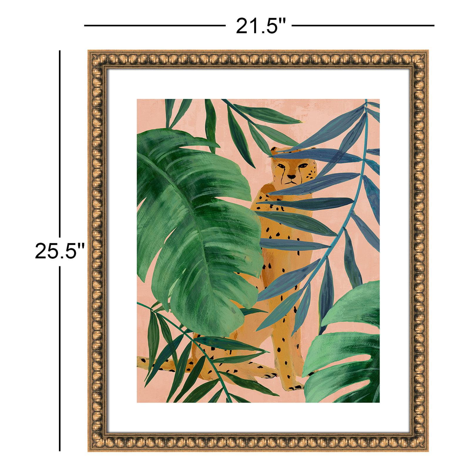 Silent Jungle - Painting Print, Gold Bead Framed Paper, 25.5" H x 21.5" W x 1.13" D