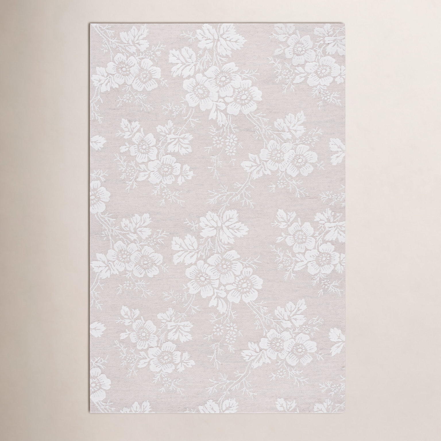 Hand-Tufted Wool Floral Rug, Rectangle 4' x 6'