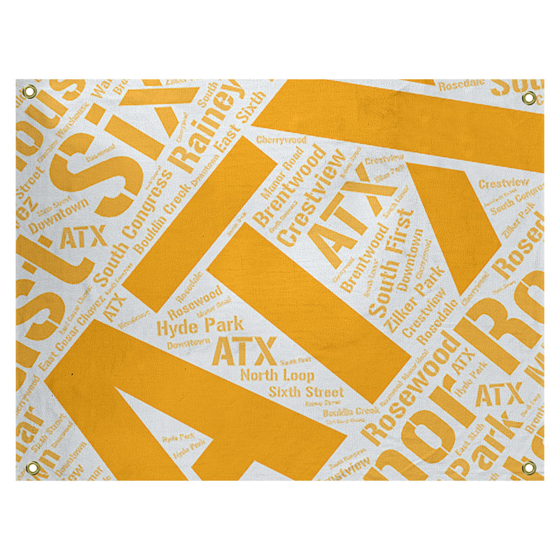 Tapisserie de polyester districts, art word, H 59 po x l 80 po, Orange, Austin