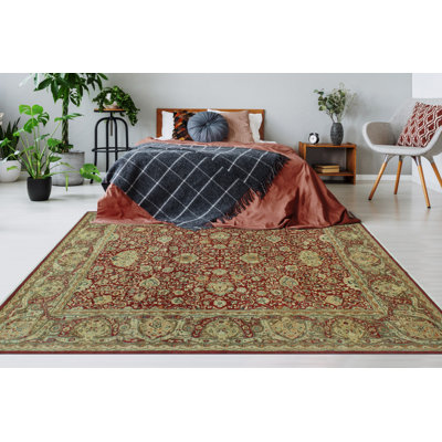 Kaylann One-of-a-Kind 8'0 X 9'11 New Age Wool Area Rug in Red