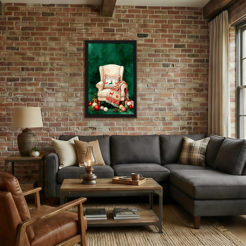 Chaise de Noël avec coussin de renne et décorations de Noël, H 18 po x l 12 po