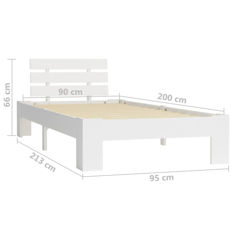 vidaXL Bed Frame Solid Pine Wood, European Kingsize (160 x 200 cm), White