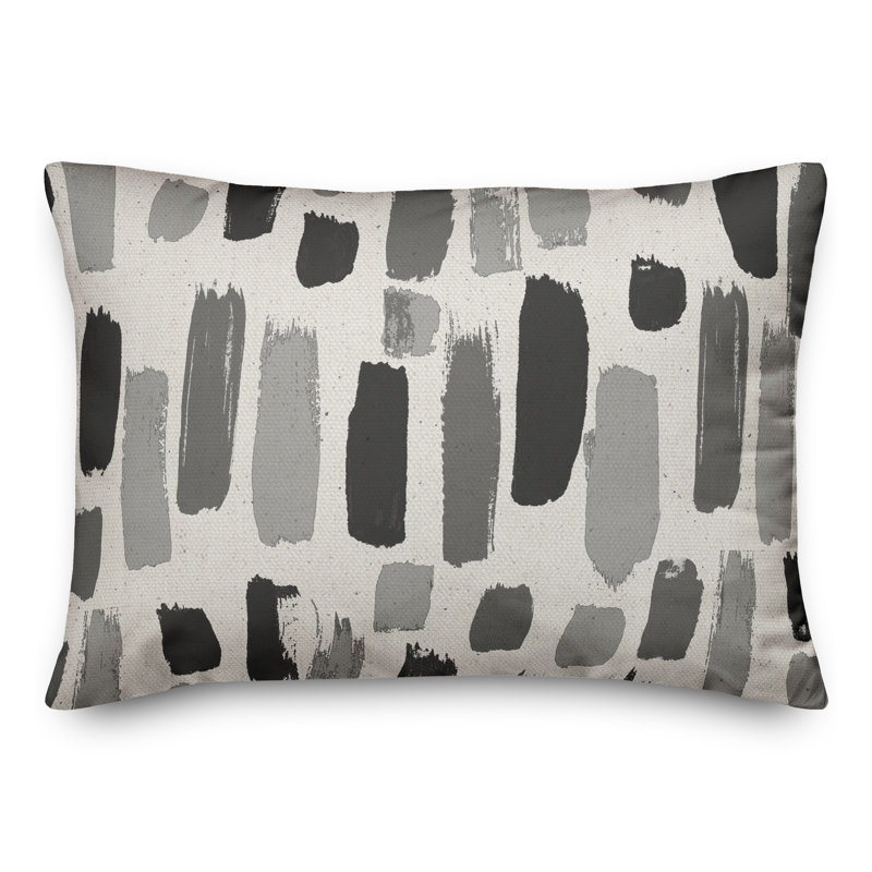 Abstract Outdoor Reversible Throw Pillow, Gray/Black