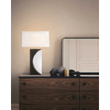 Half Moon Table Lamp with Nightlight feature - 30", Charcoal Gray Wood & Brushed Nickel, 4-Way Rotary switch