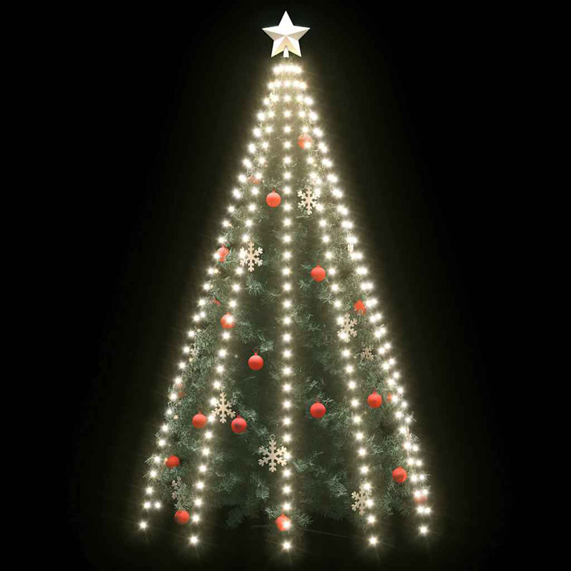 Lumières d'arbre de Noël d'extérieur en PVC vert foncé et blanc froid