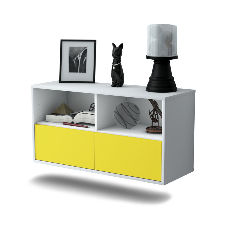 Strombury Unfinished Floating TV Stand, Yellow