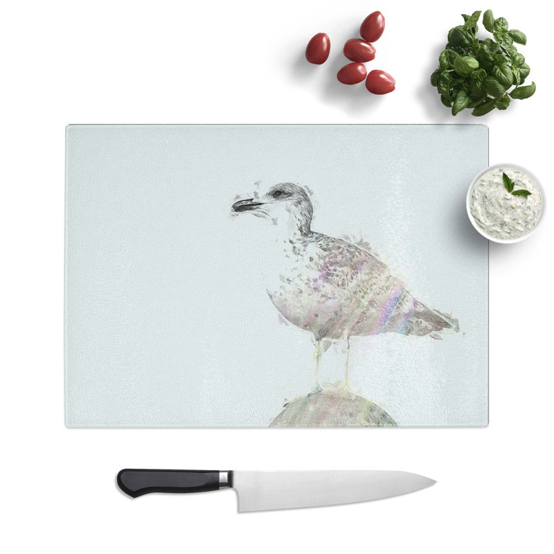 Tempered Glass Seagull Bird Chopping Board, 39 cm W x 28.5 cm L