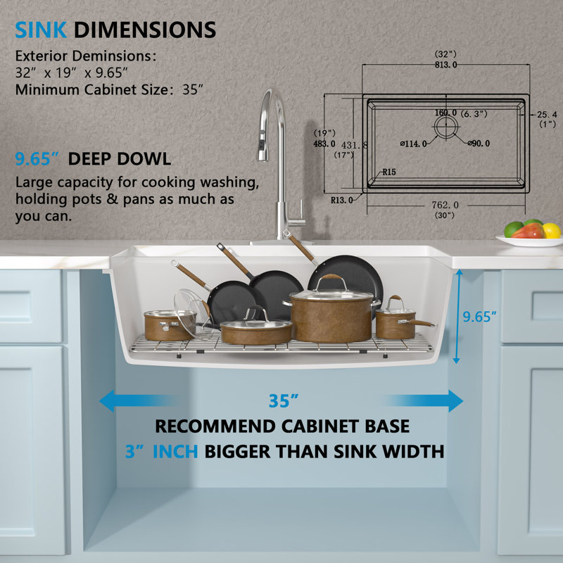 32'' L Single Bowl Quartz Kitchen Sink