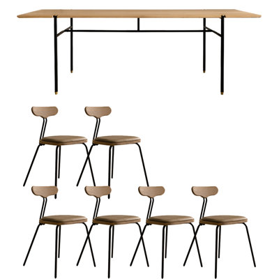 American style retro solid wood dining table set.