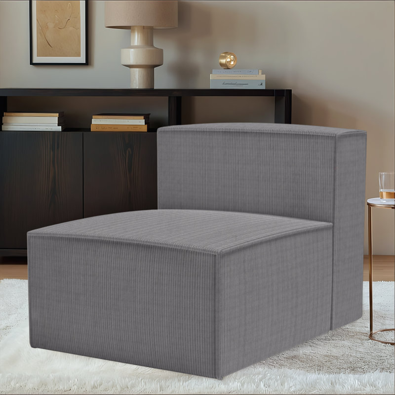 Hershberger-Canapé du milieu-Gris-3/5, Velours côtelé gris