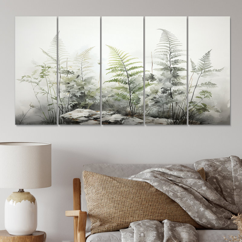 Ferns Silver Whispers I Plants & Flowers Wall Decor on Metal