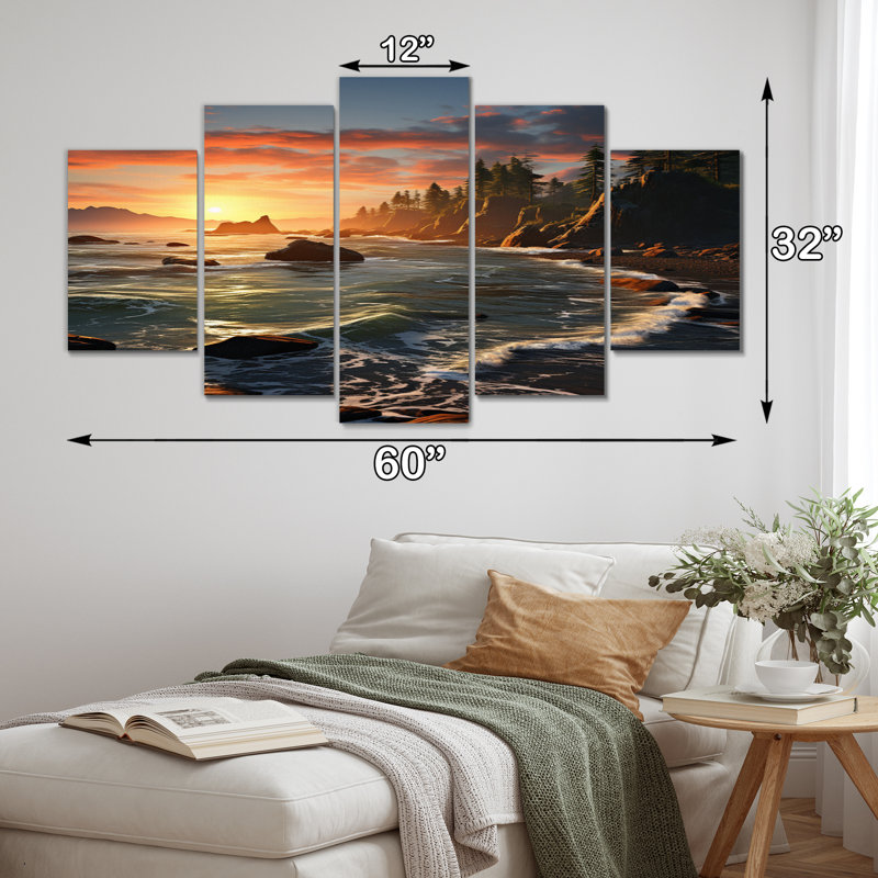 États-Unis, parc national olympique au coucher du soleil - impression d'art mural de paysages - 5 panneaux