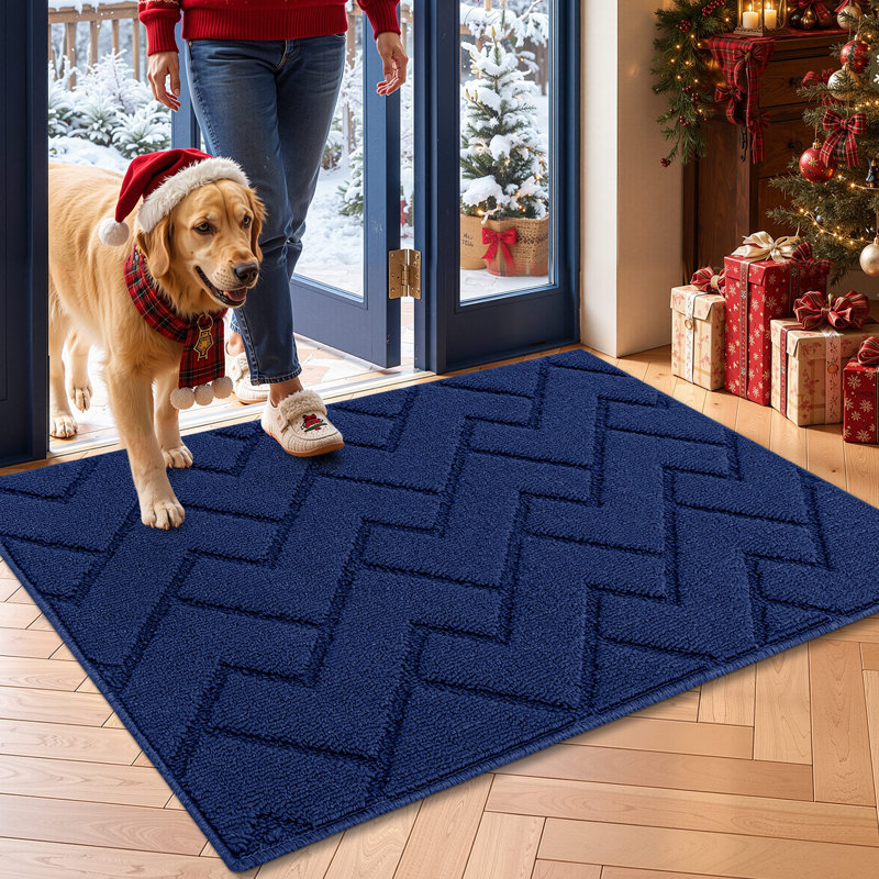 Stain‑Resistant Non‑Slip Heavy‑Duty Low-profile Door Mat, navy blue, 35*24