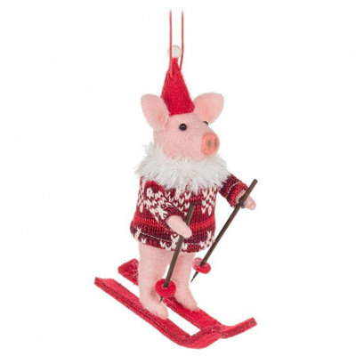 Skiing Pig Ornament