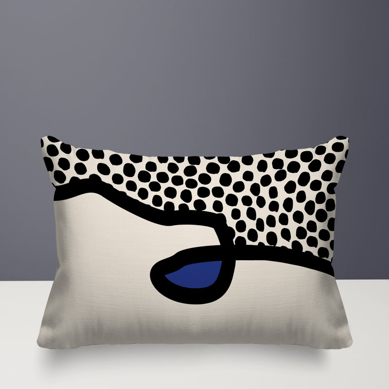 Coussin lombaire réversible intérieur / extérieur Jai Abstract, H 18 po x l 25 po, Marine