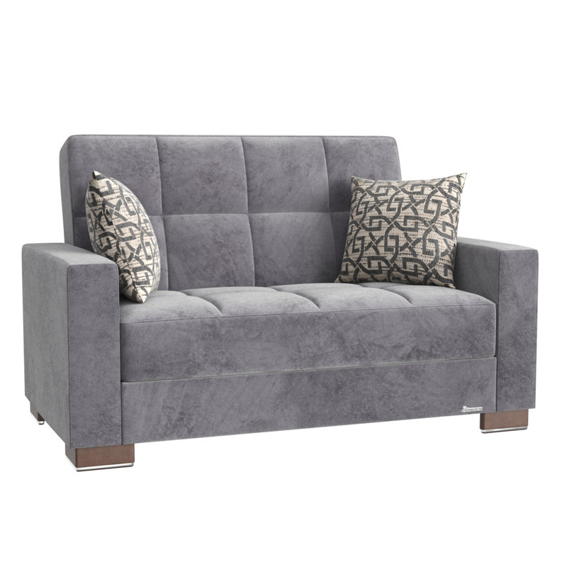 Causeuse convertible avec rangement en microfibre grise Primenest Collection Zenaero, Microfibre / microsuède gris