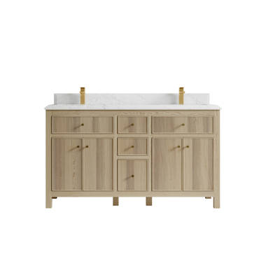 Lark Manor Wellsville 55'' Double Bathroom Vanity with Quartz Top