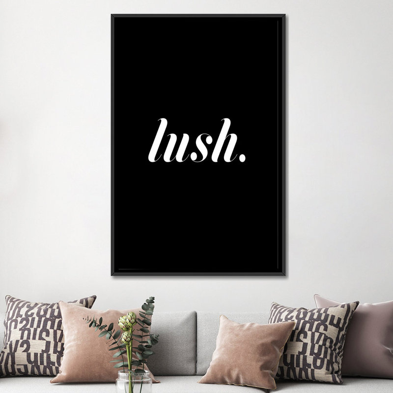 « luxueux black », art textuel sur toile, H 26 po x l 18 po x P 1,5 po, Toile avec cadre noir, Pas de tapis