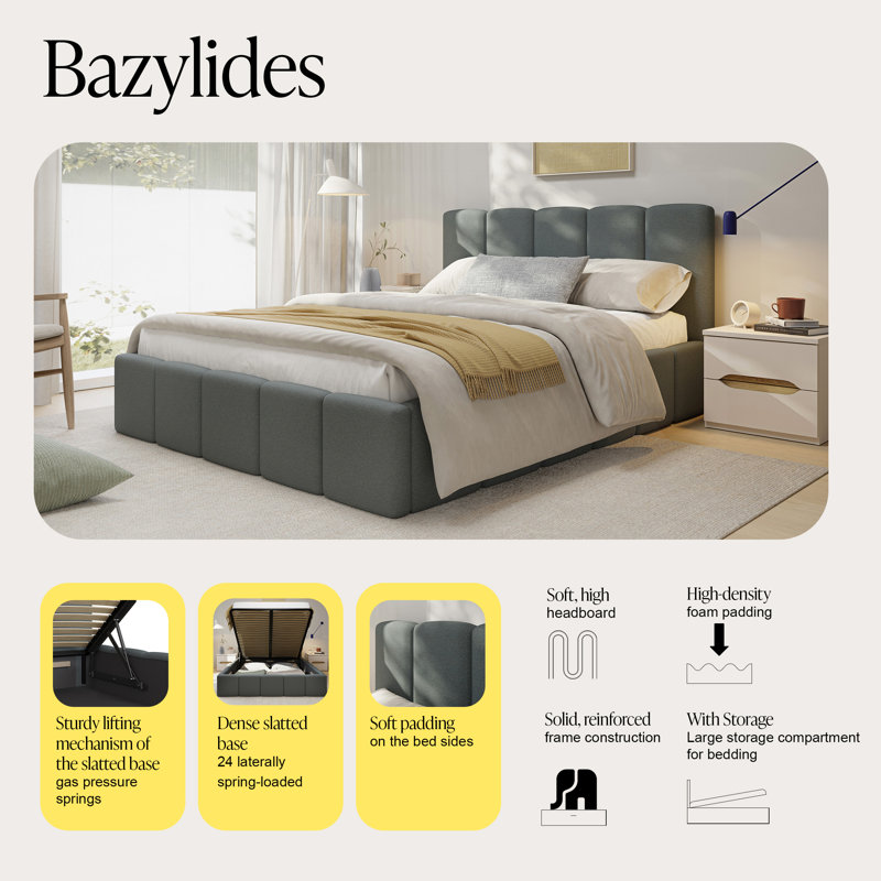 Taniaya Upholstered Bed, Kingsize (5'), Grey