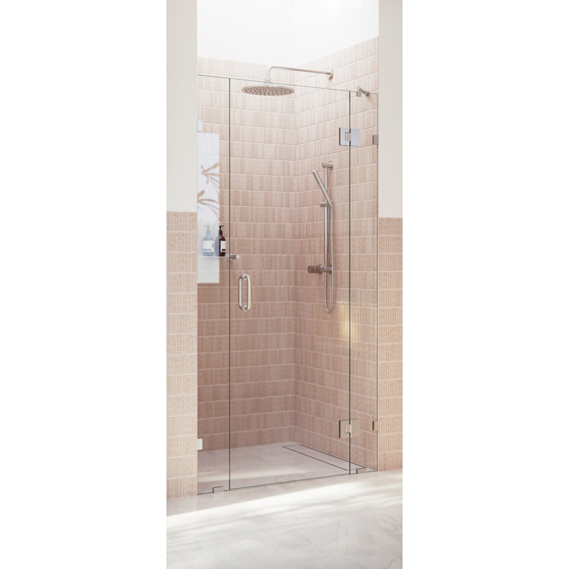 Stellar 41.75 in. x 78 in. Fully Frameless 3 Panel Inline Hinge Shower Door, Brushed Nickel
