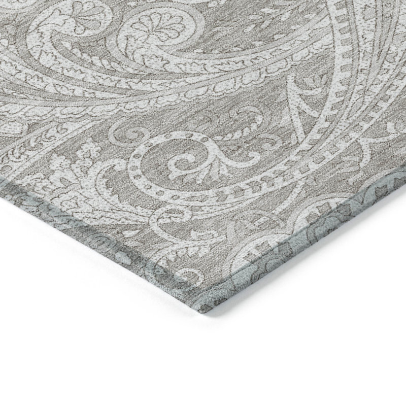 Tapis intérieur / extérieur lavable beige / ivoire 8 pi x 10 pi à motif cachemire taupe 8 'x 10'