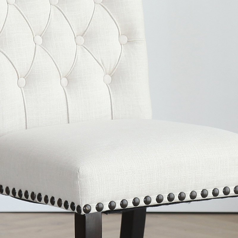 Chaise parsons capitonnée beige rembourrée, Beige